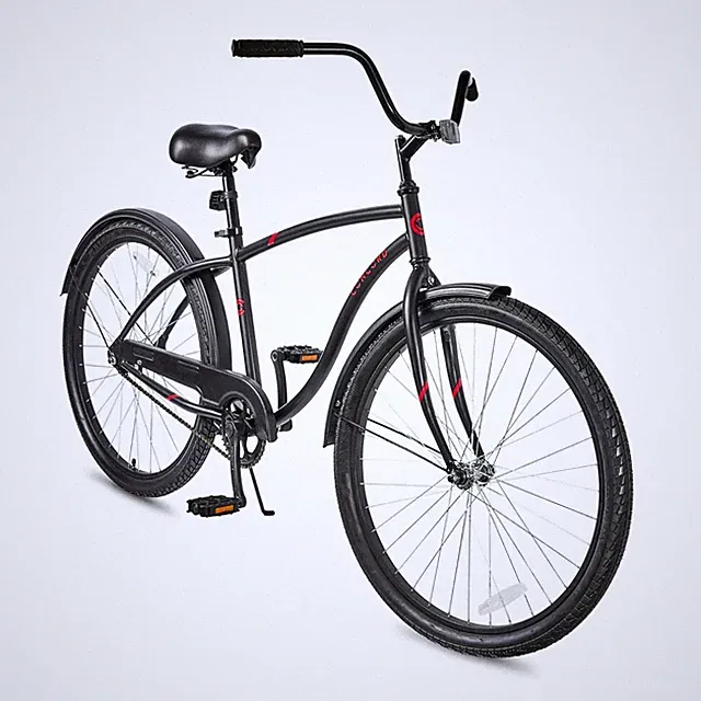 Men's 26" Pacifica Beach Cruiser Bike Steel Frame Comfort Ride, Matte Black